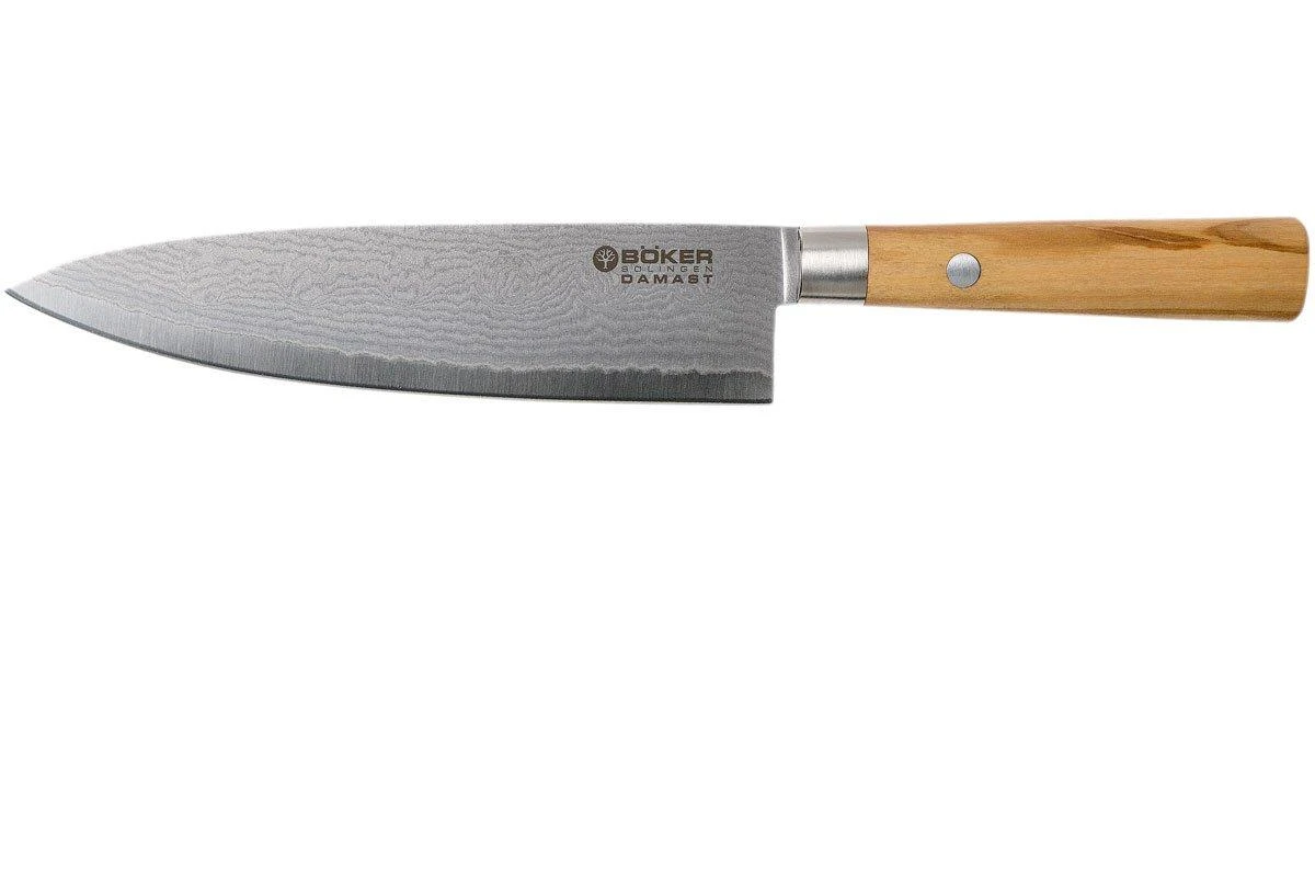 Böker Damast Olive 15.5 Cm Cuchillo De Chef Pequeño, 130439DAM 1 Böker Damast Olive 15.5 Cm Cuchillo De Chef Pequeño, 130439DAM