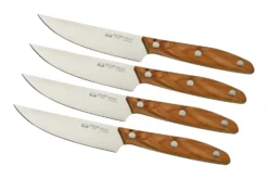 Due Cigni 1896 America DG2C1019OLSET4, Juego De Cuchillos Para Carne De 4 Piezas, Madera De Olivo