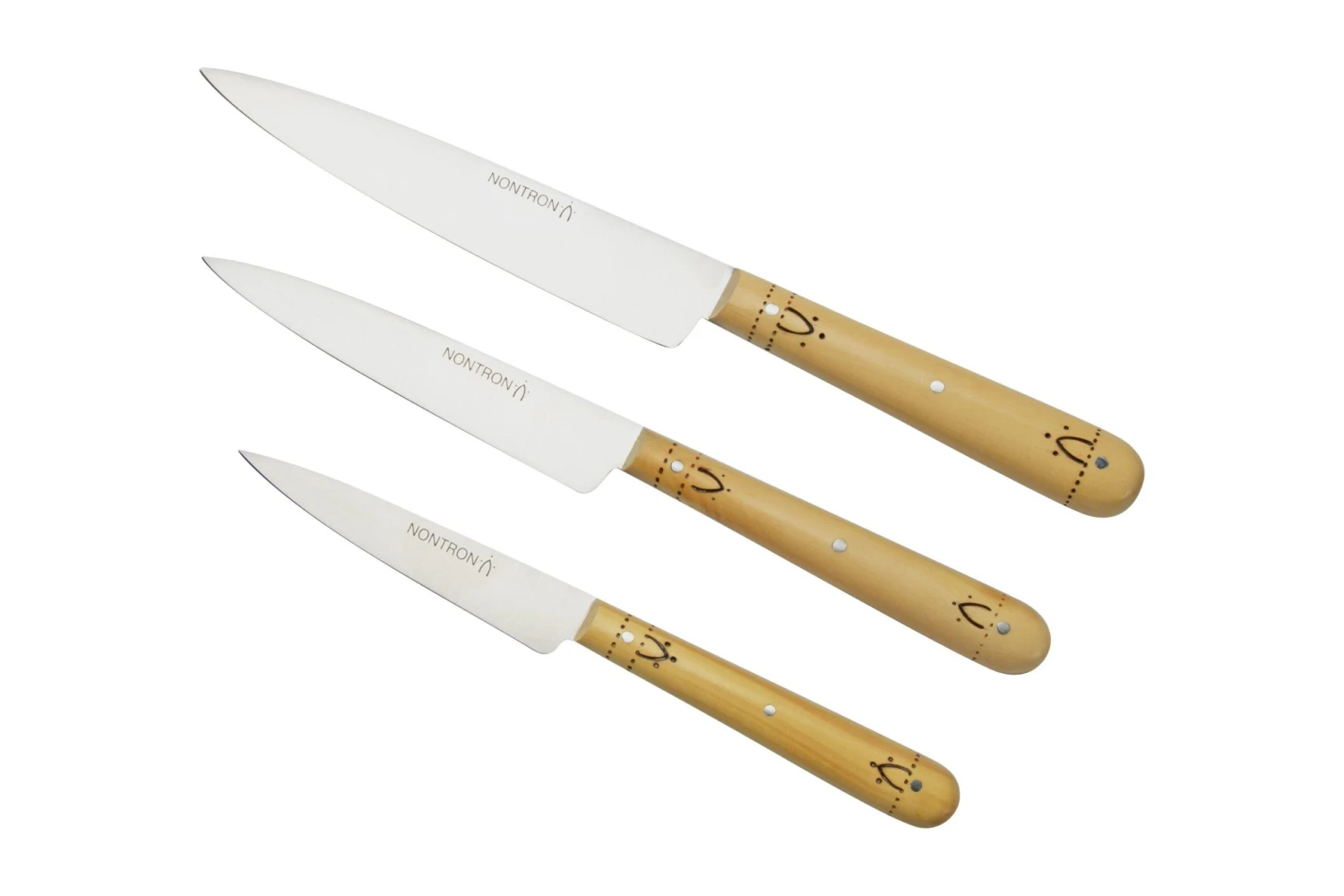 Nontron Traditional Set Of 3 Kitchen Knives, T3OFRBU Juego De Cuchillos De 3 Piezas 1 Nontron Traditional Set Of 3 Kitchen Knives, T3OFRBU Juego De Cuchillos De 3 Piezas