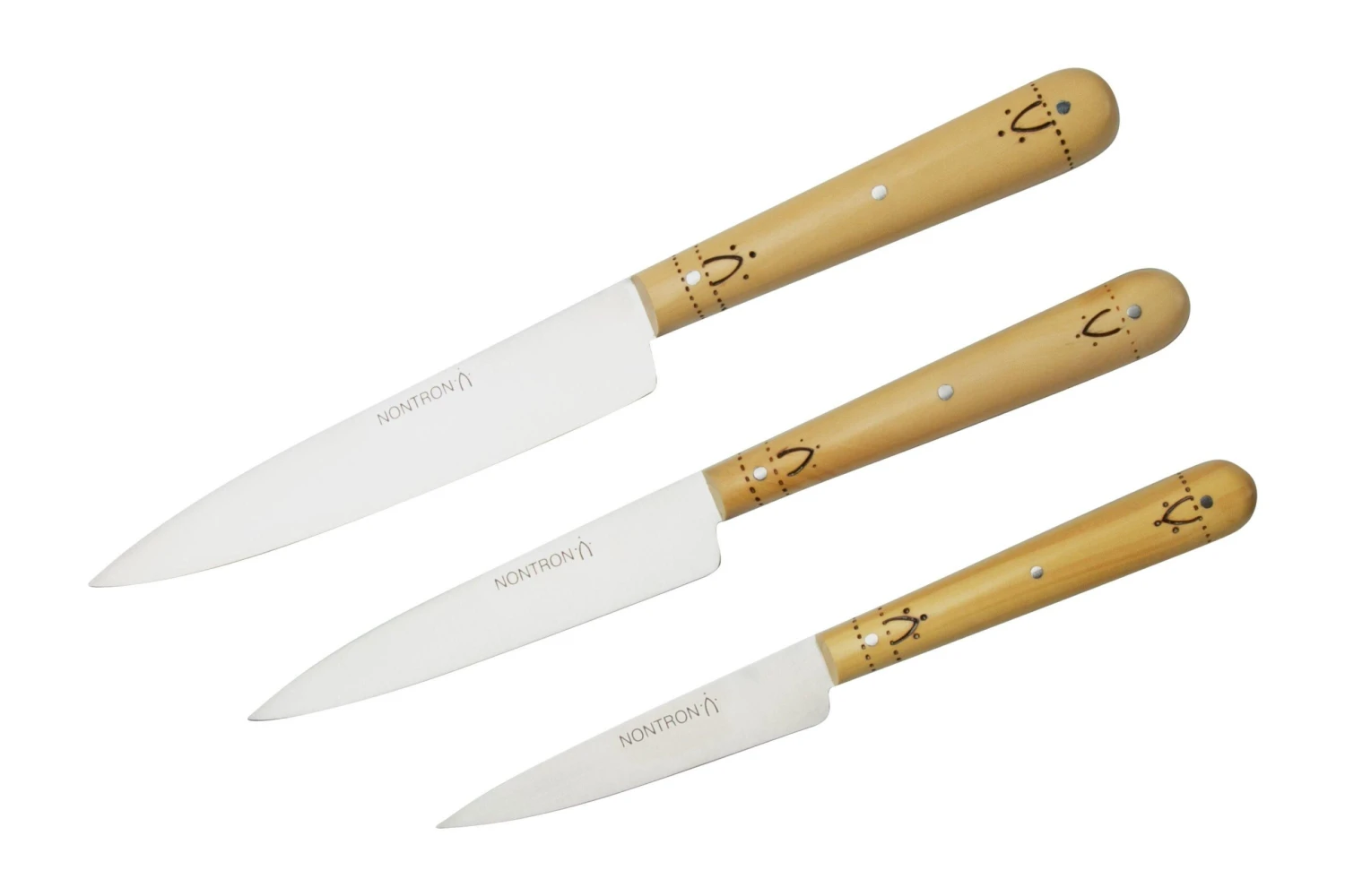 Nontron Traditional Set Of 3 Kitchen Knives, T3OFRBU Juego De Cuchillos De 3 Piezas 2 Nontron Traditional Set Of 3 Kitchen Knives, T3OFRBU Juego De Cuchillos De 3 Piezas - Imagen 2