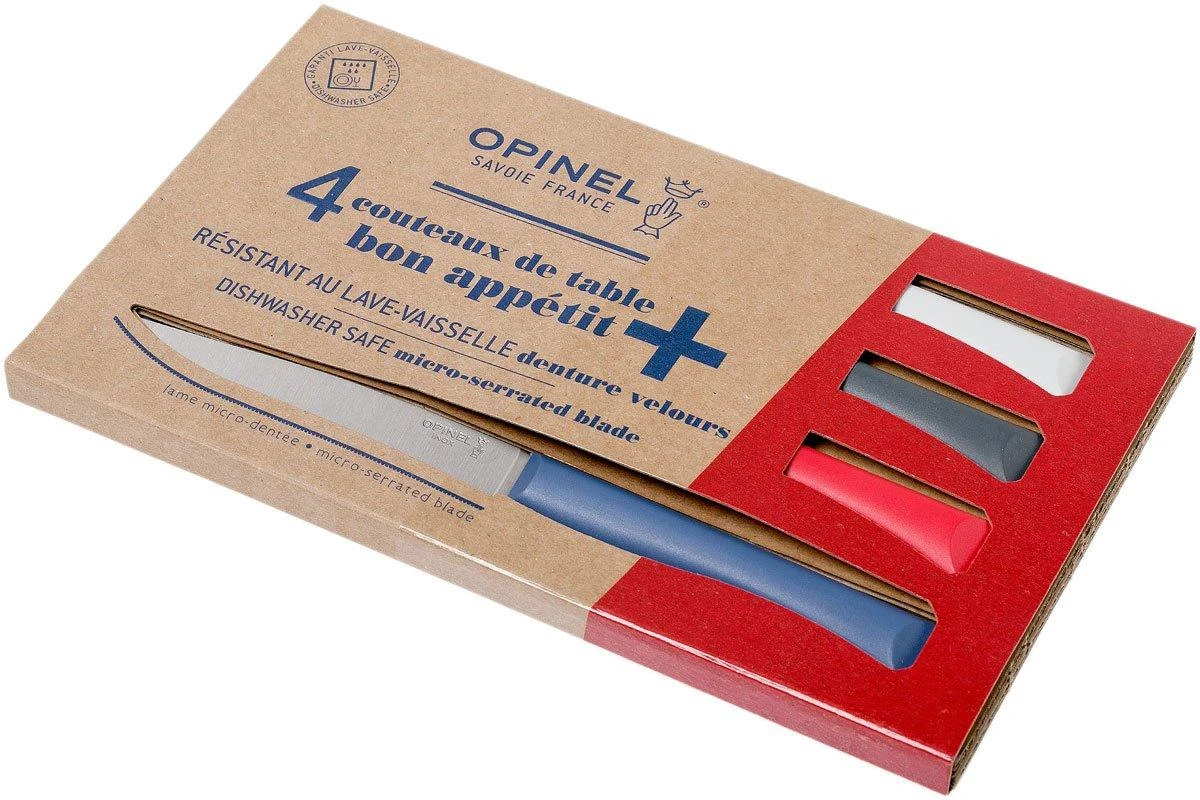 Opinel Bon Appetit+ Cuchillos De Mesa Set De 4, Primo, Hoja Micro-dentada 2 Opinel Bon Appetit+ Cuchillos De Mesa Set De 4, Primo, Hoja Micro-dentada - Imagen 2