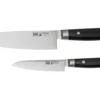 Yaxell Ran 36056, Juego De Cuchillos De 3 Piezas Santoku 16,5 Cm, Cuchillo Multiusos 12 Cm Y Afilador De Cuchillos
